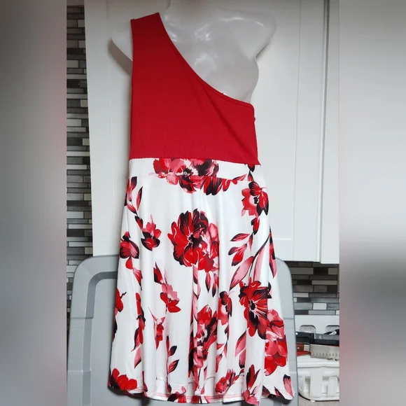 Floral One-Shoulder dress Sz-L - Picture 3 of 5